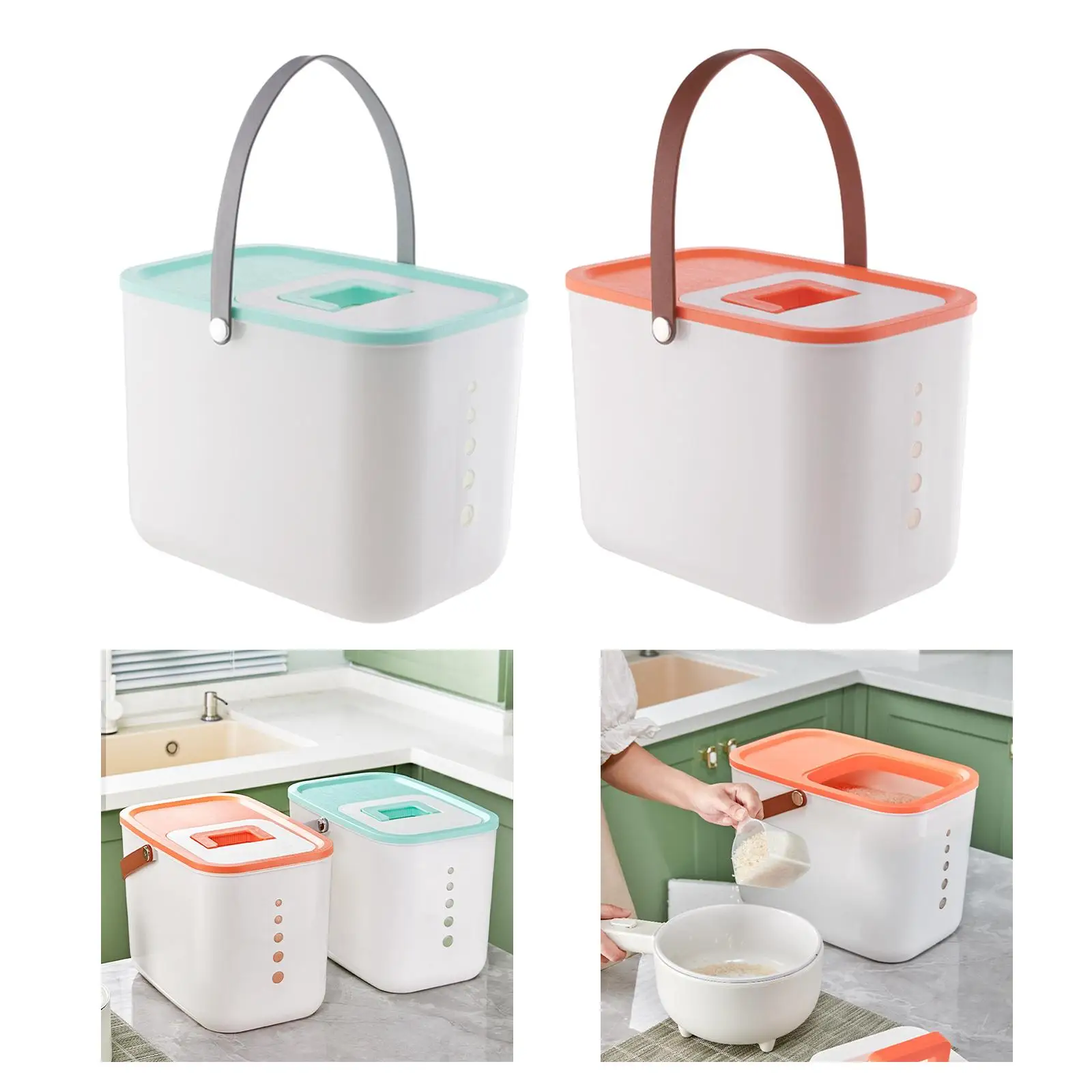 Rice Container Multifunctional Large 25kg with scoop & Handles Cereal Rice Tank Sealed Bucket Bins BPA Free Candy wheat Can