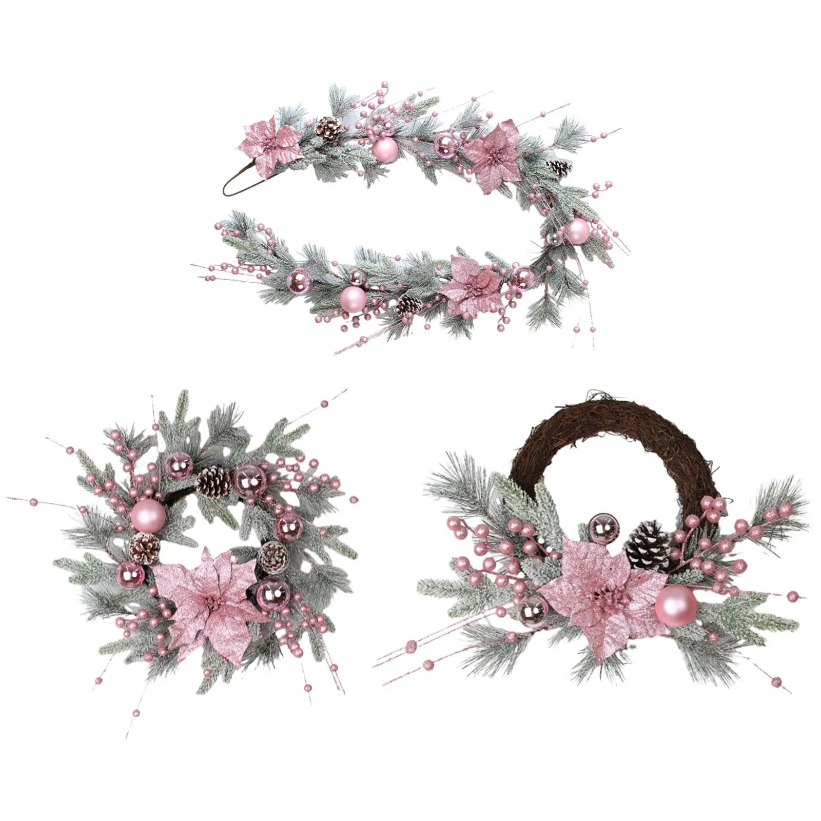 Artificial Christmas Wreath Door Ornaments Housewarming Holiday Garland Decoration for Office Living Room Fireplace Wall Party