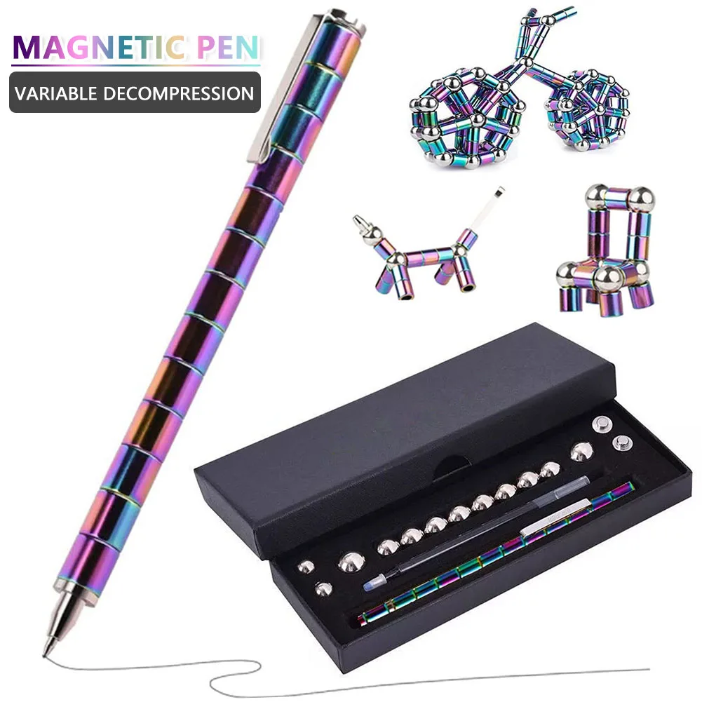 Gold KIPTOP Magnetic Novel Wonderful Magic POLAR Pen Ball Pen Gel Ink Gift Pen can be Transformed into a Variety of Creative for Helping ADHA Stress & Reducer Relief Intellectual Toy Office Writing Pen 