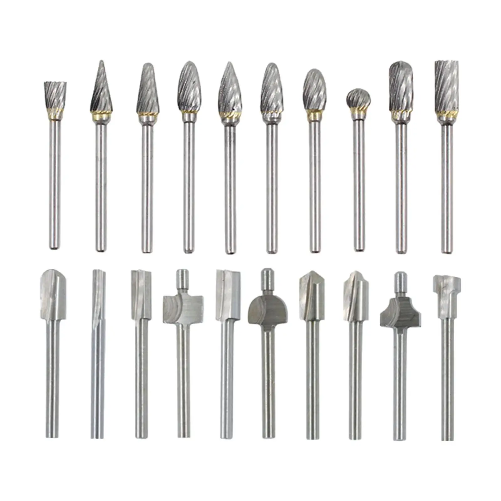 20 Pieces Tungsten Steel Rotary Drill Set, Cutting Burr Bit Polishing Rotary Tools for Drilling Steel and Wood Working Engraving