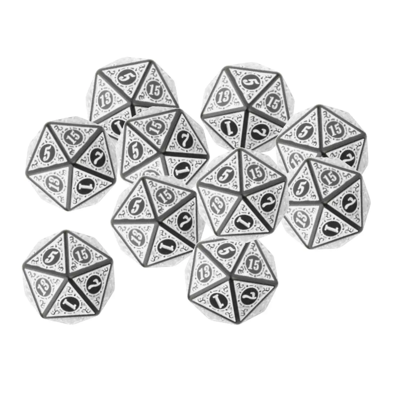 Polyhedral Dice 10Pcs Portable Accessories Wear Resistant Lightweight 20 mm for RPG Teaching Toy Gift Party Other Dice Games