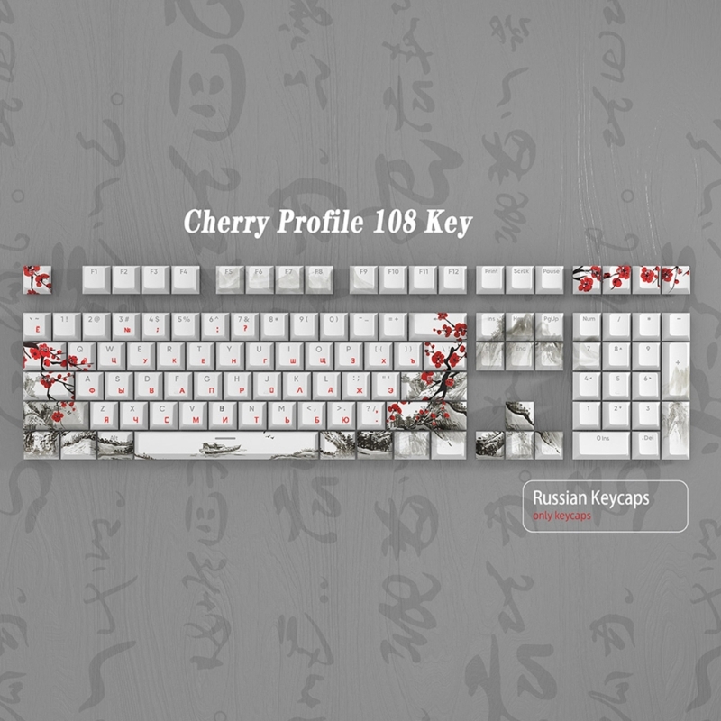 61, 87 108, Keycaps teclado mecânico, russo,