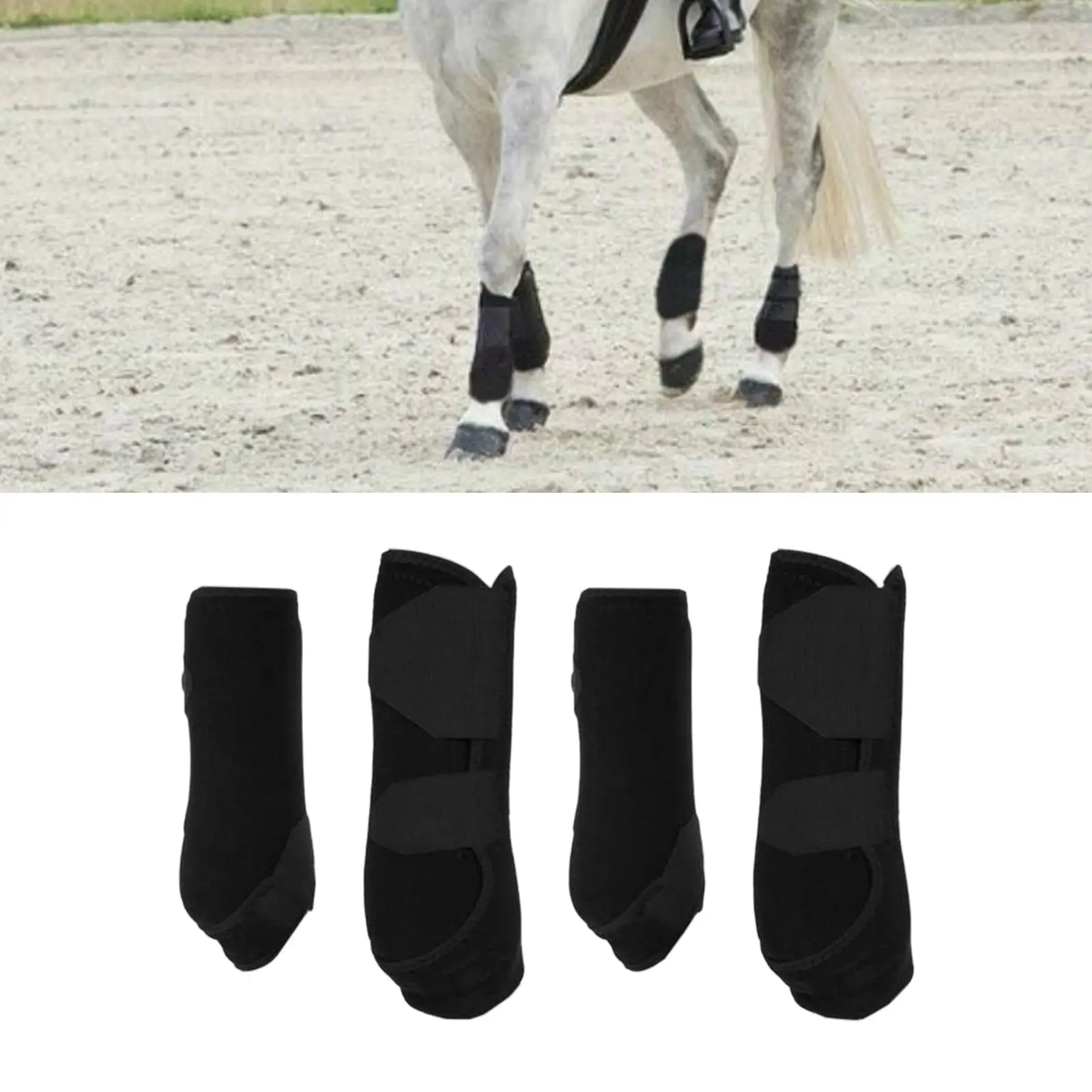 4x Neoprene Horse Boots Leg Protection Wraps Shock Absorbing Protector Gear for Jumping Riding Training Equestrian Equipment