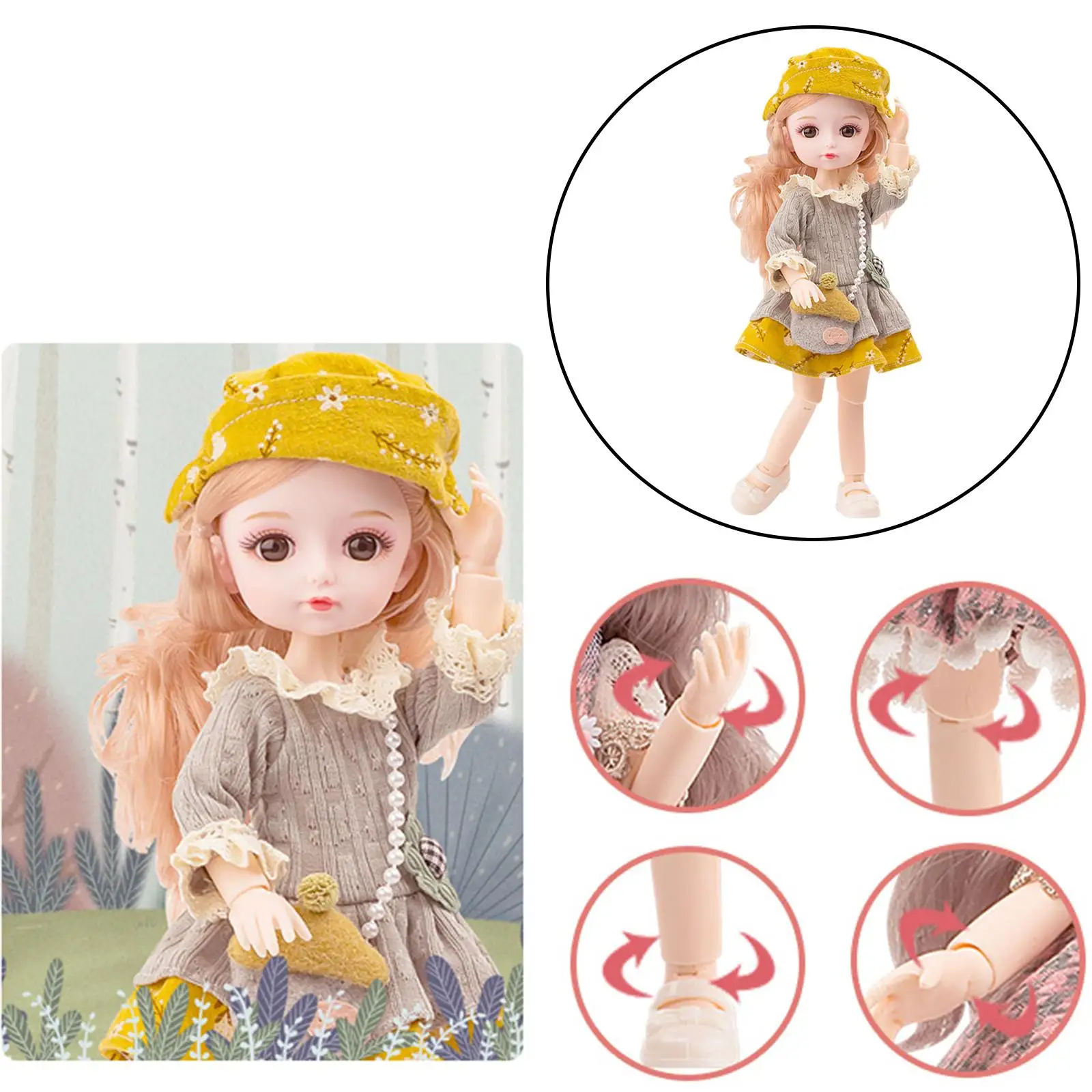 Adorable 13 Moveable Joint, 26cm  Doll with Dress  Full Set, Makeup  Doll, Ball Joint Doll Toys for Girls Collection