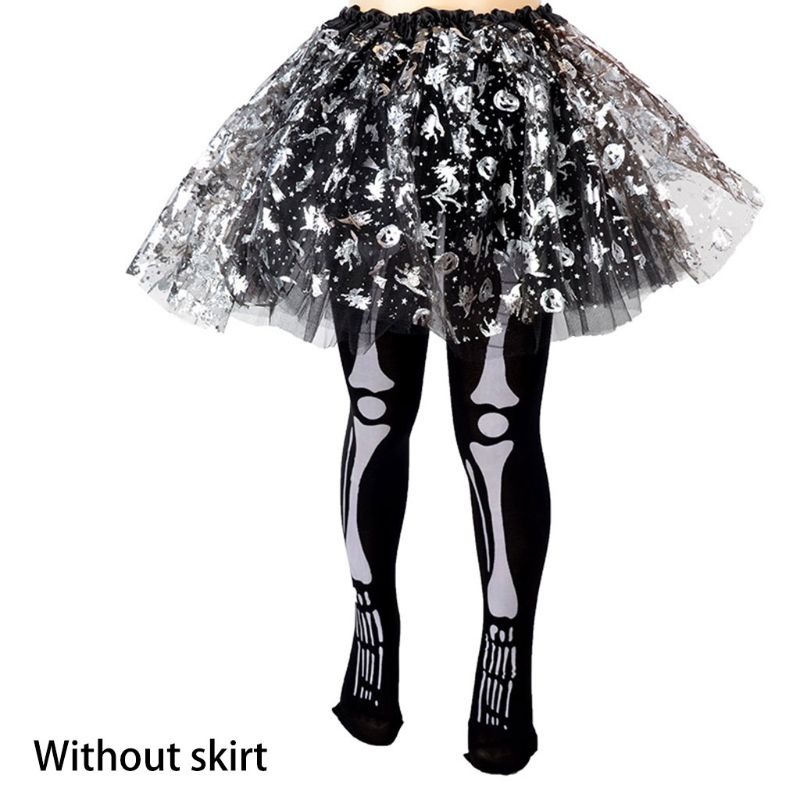 Mädchen Halloween Strumpfhosen Strümpfe Cartoon Spinnennetz Skelett gestreifte Strumpfhose – Detail 8