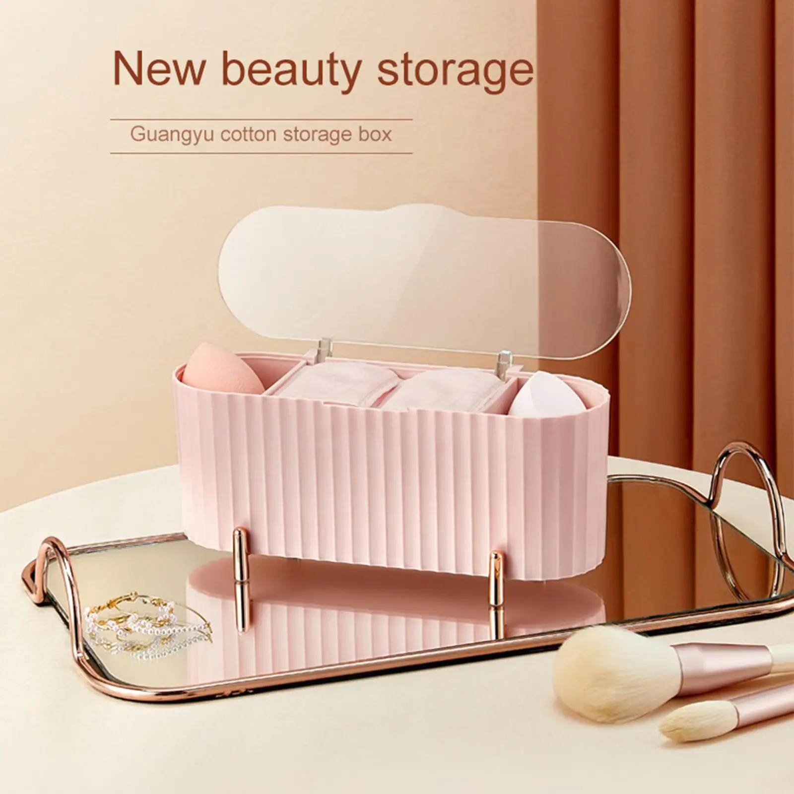Makeup Cotton Pad Holder Cosmetics Storage Box Vanity Organizer Lipsticks Vanity Organizers
