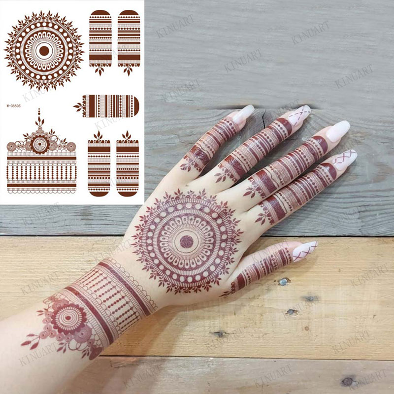 Best of Brown Henna Lace Temporary Tattoos Sticker For Women Mehndi Stickers For Hand Neck Body Feather Flora Henna Tattoo Waterproof Reviews & Tips