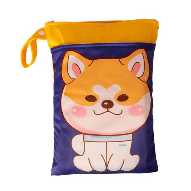 Diaper Pouch Baby Nappy Bag Reusable Printed Infant Diaper Bag Waterproof Wet and Dry Bag for Beach Daycare Travel Outdoor