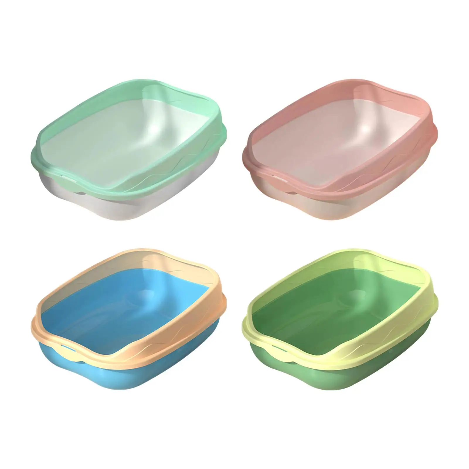 Cat Litter Box Scatter Shield Supplies High Sided Easy to Clean Plastic Anti Splash Detachable Kitty Litter Pan Top Cat