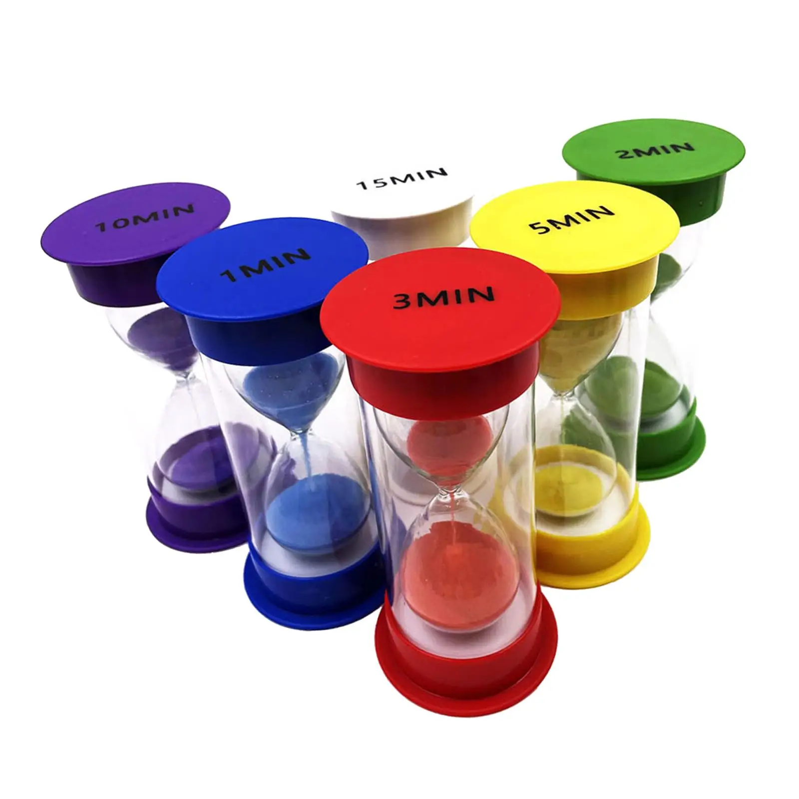 6x Sandglass Timer Colorful Portable Visual Sand Clock Timer Sand Hourglass Timer for Room Reading Restaurant Cooking