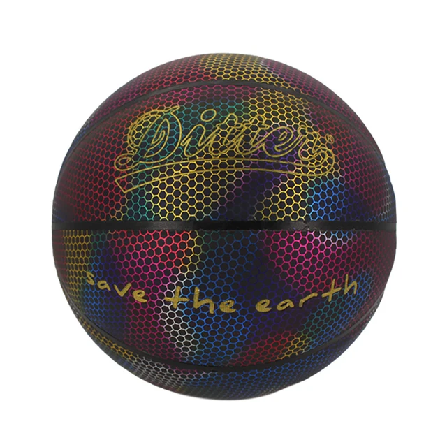 Colorido reflexivo bola de basquete falso couro do plutônio basquete  holográfica festa casa decoração ao ar livre jogo da noite do miúdo