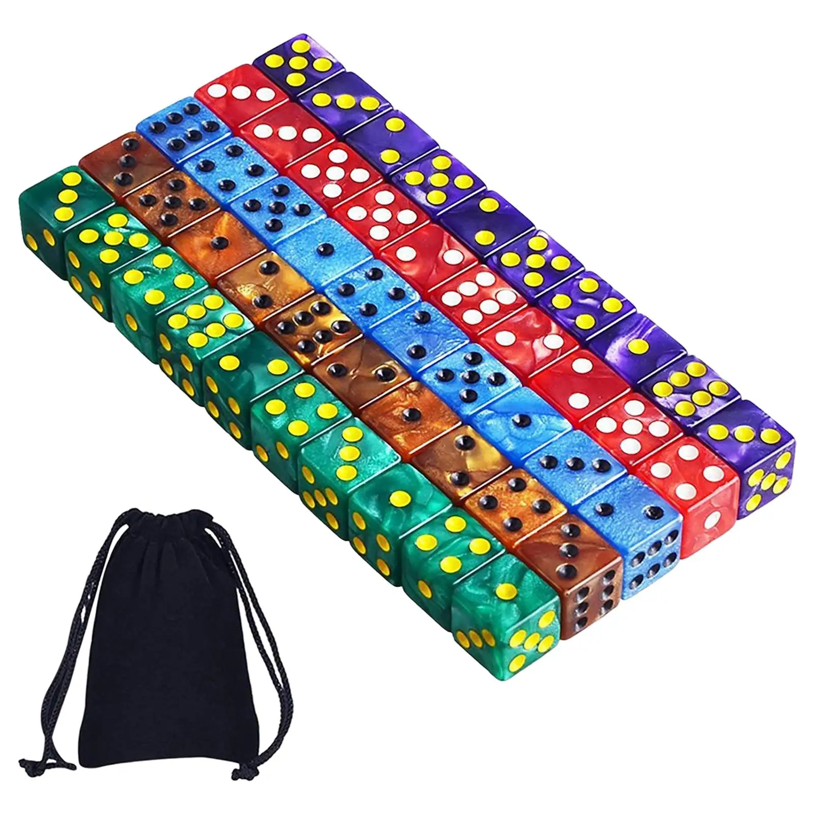 50x 6 Sided Dices Party Game Dices Math Teaching Toy Party Favors Playing Dices Lightwheigt Polyhedral Dices for Table Game