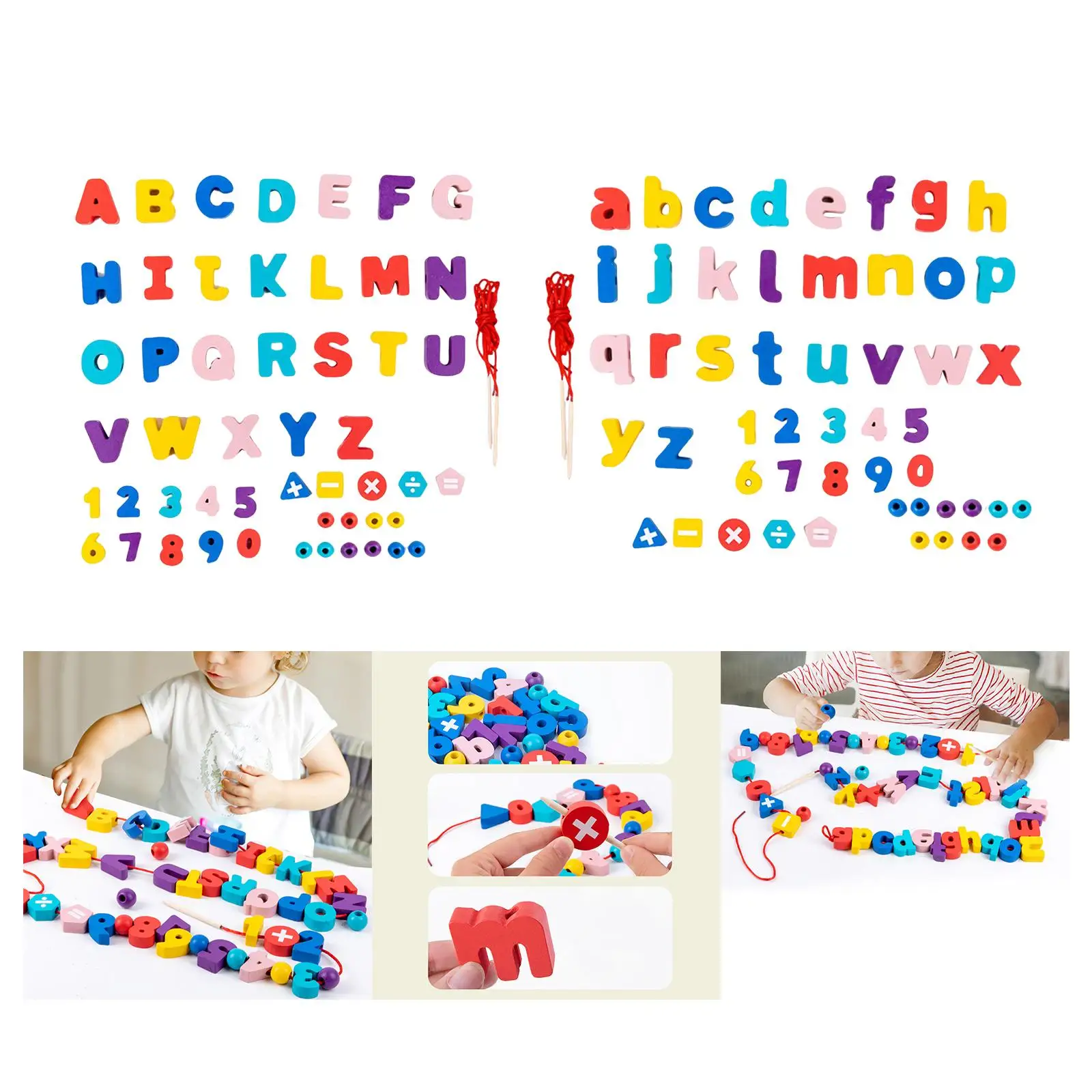 Abc Letters Threading Toy Math Learning Activities Monterssori for Preschool