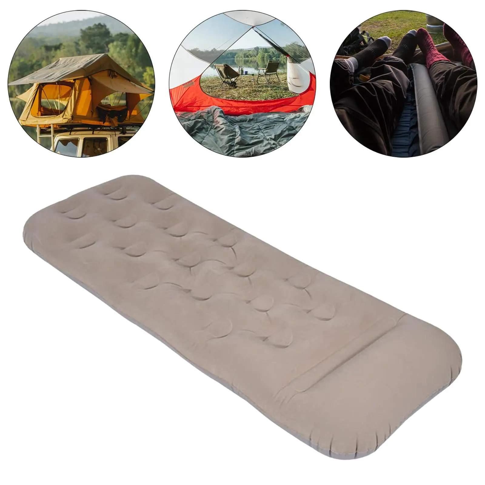 Air Mattress Comfortable Flocking Top Inflatable Mat for Travel Rooftop Home