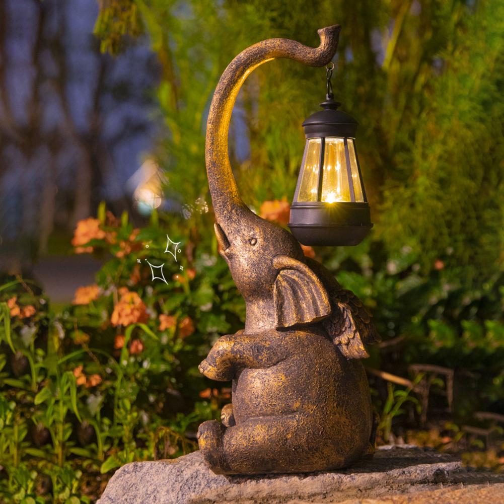 Outdoor Elephant Solar Lamp Decoration Weather-resistant Lawn Elephant ...