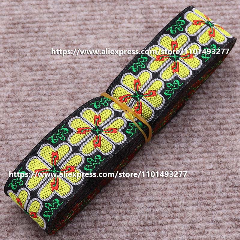 Description Picture 5 of item7 Yards 3.3cm Jacquard Ribbon Ethnic Lace Trim Embroidered Woven Webbing Tape For Clothing Bag Sewing Fabric Geometric Pattern