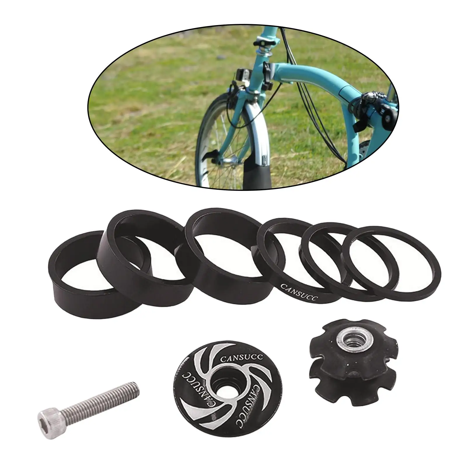 1 1/8 Inch Bicycle Headset Spacer with Headset Top   Headset  Set