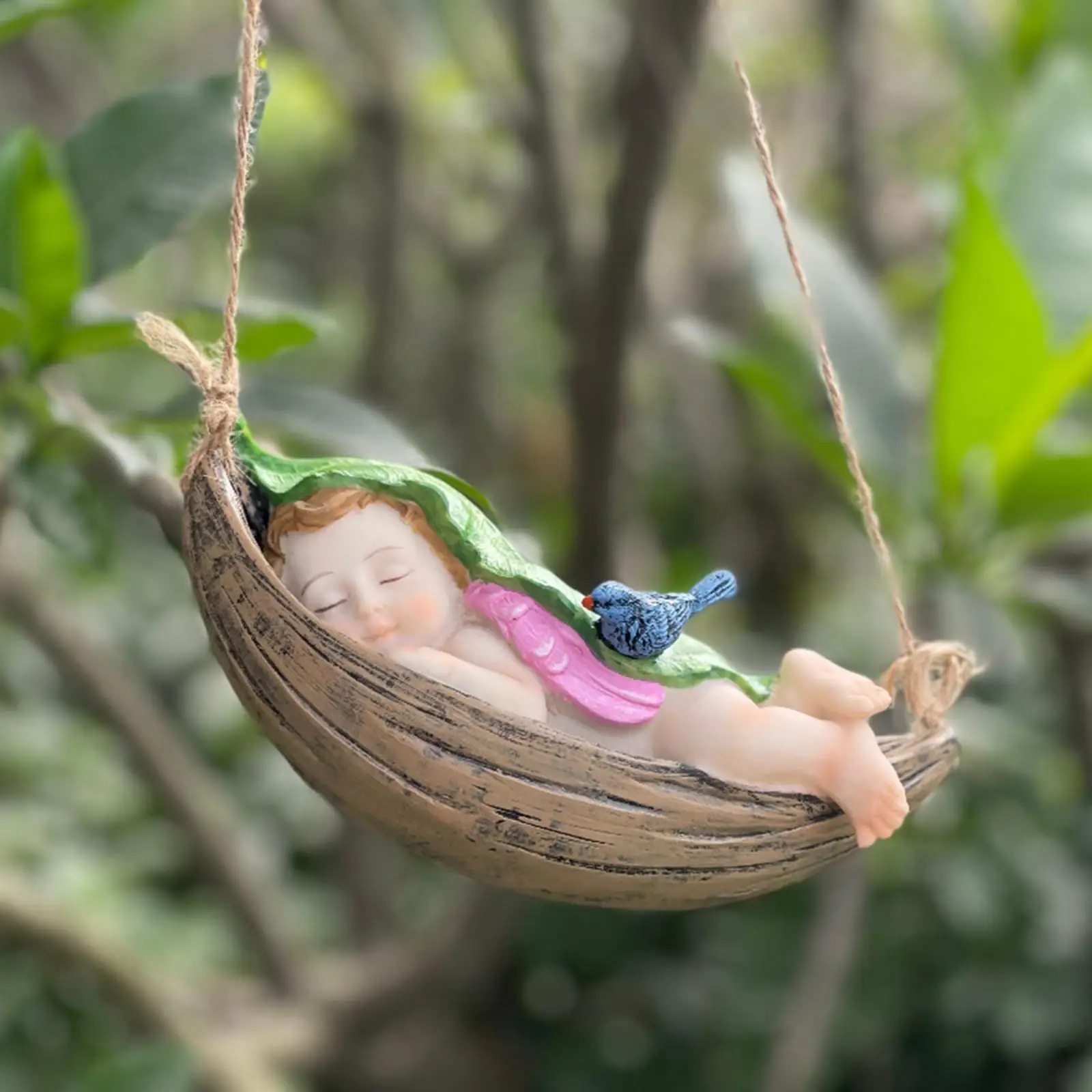Angel Figure Girl Figurine Ornament Art Swing Hammock Figurines Fairy Sculpture for Lawn Holiday Outdoor Backyard Holiday Gifts