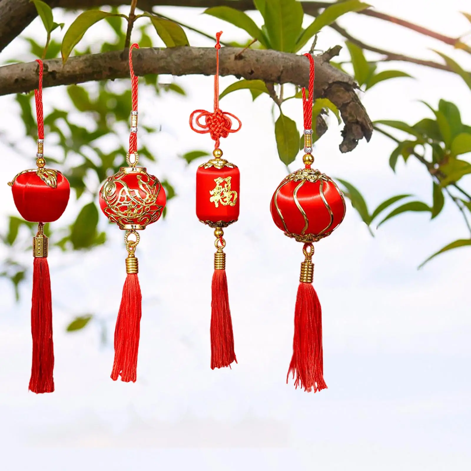 Chinese Red Lantern Traditional Lantern Lunar New Year Spring Festival Hanging Good Luck for Wedding Restaurant Ornament Decor