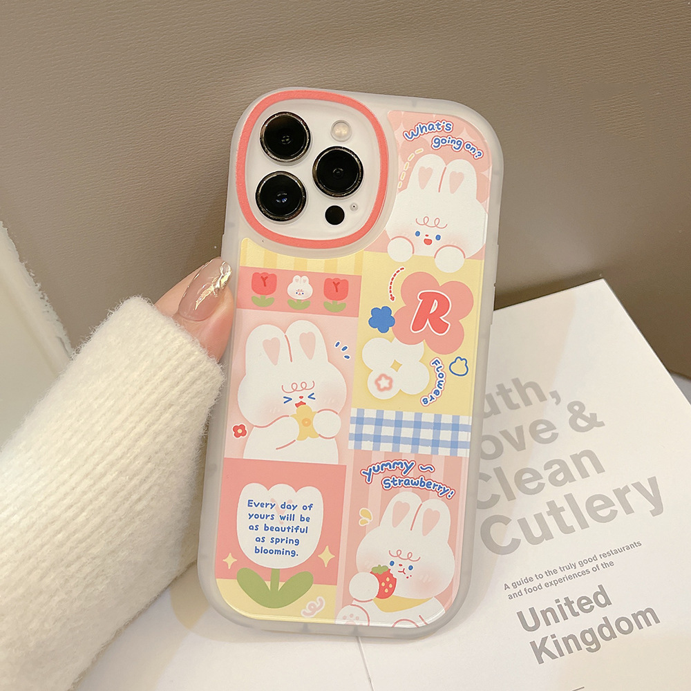 iphone 13 pro max cover Retro sweet Kawaii bunny rabbit tulip art Phone Case For iPhone 13 12 11 Pro Max Xr Xs Max 7 8 Plus case Cute Cartoon Soft cover case iphone 13 pro max