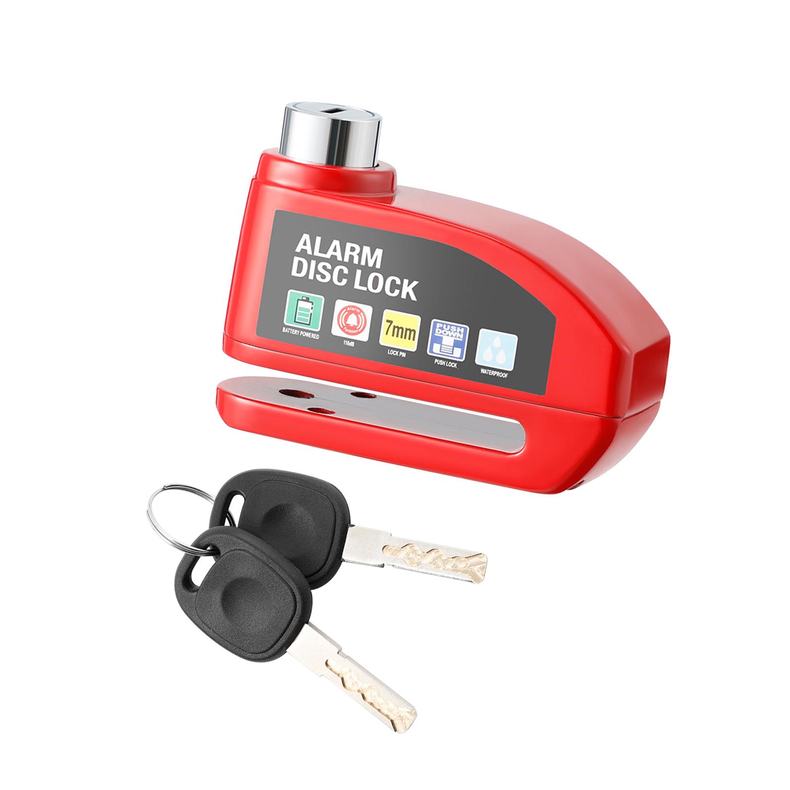 Bike Disc Lock Alarm with Keys Waterproof for Bicycle Scooter Dirt Bike