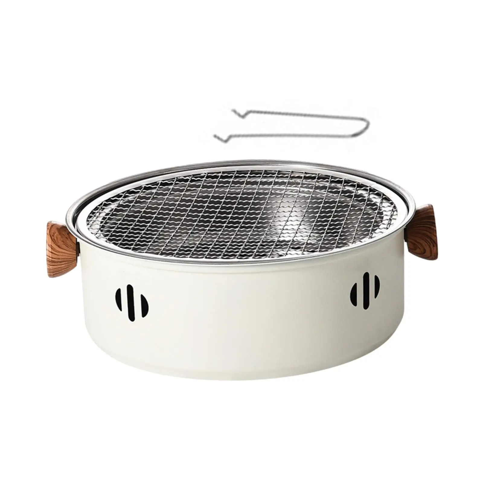 Charcoal Stove Portable Stainless Steel with Grill Grid Teapot Warmer Outdoor Grill Stove for Picnic Household Beach Cooking