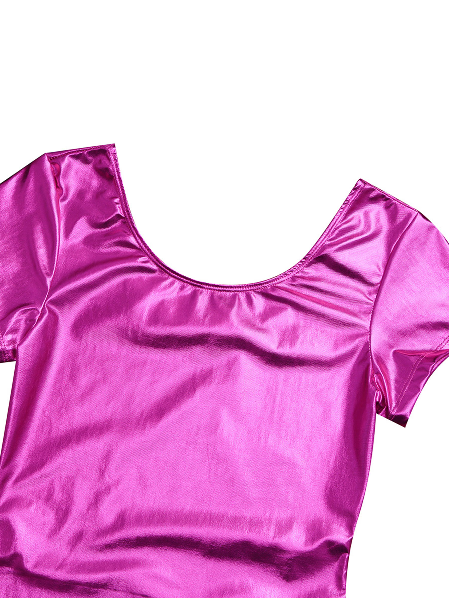 Damen glänzendes Lack leder Ballett Tanz kostüm Kurzarm einteiliger Trikot Body mit bogenlangen finger losen Handschuhen – Detail 17