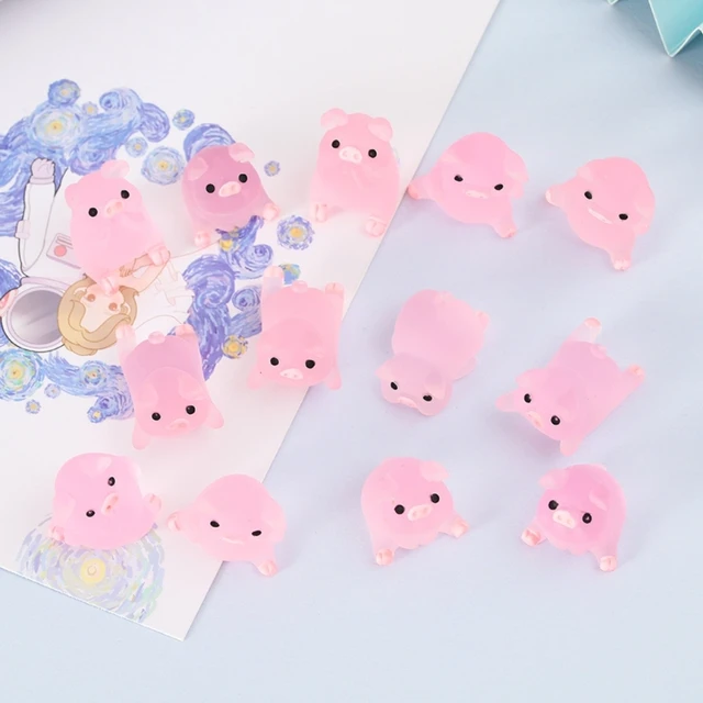 6Pcs/pack Mini Piggy Resin Pig Fairy Garden Ornament Luminous Pigs Figures Miniature  Pig Figurines Miniature Garden Pigs 87HA - AliExpress