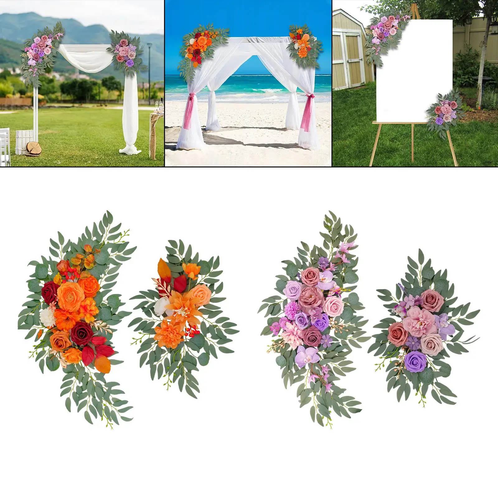 2x Wedding Arch Flower Swag Artificial Floral Swag for Reception Wall