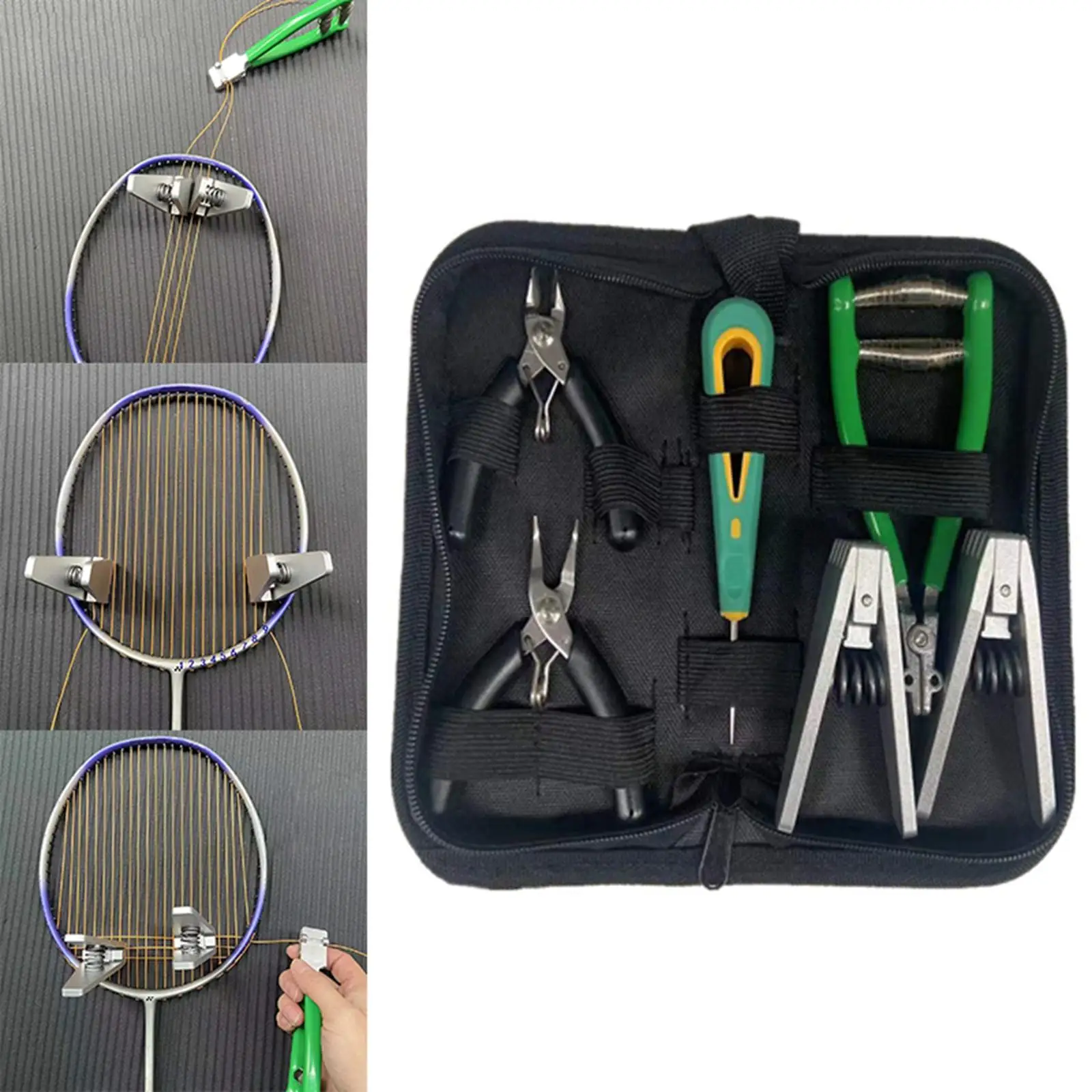 Portable Starting Stringing Clamp Tool Kit Nippers Stringing Machine Starter Awl Tennis Stringer Pro for Badminton Tennis Racket