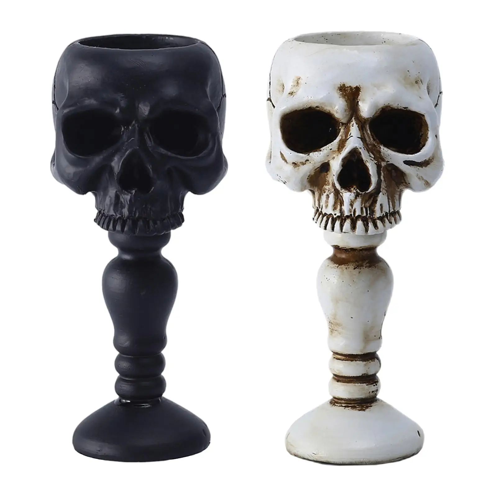 Skull Taper Candle Holder Candelabrum Skeleton Statue Dining Room Home Decor