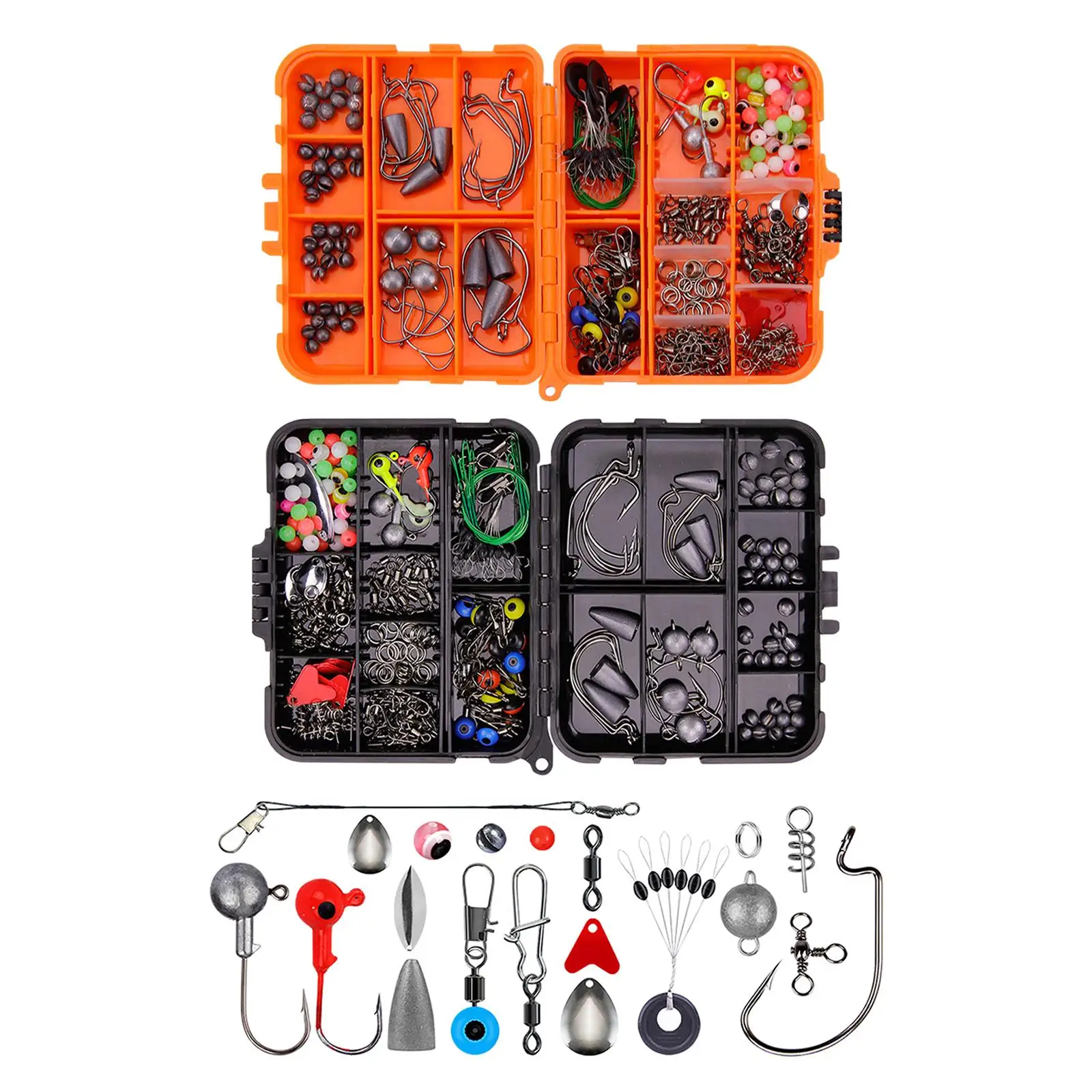 257-piece Fishing Accessory Kit, Including Jig Hooks, Bass Casting Weights, Fishing Swivels,