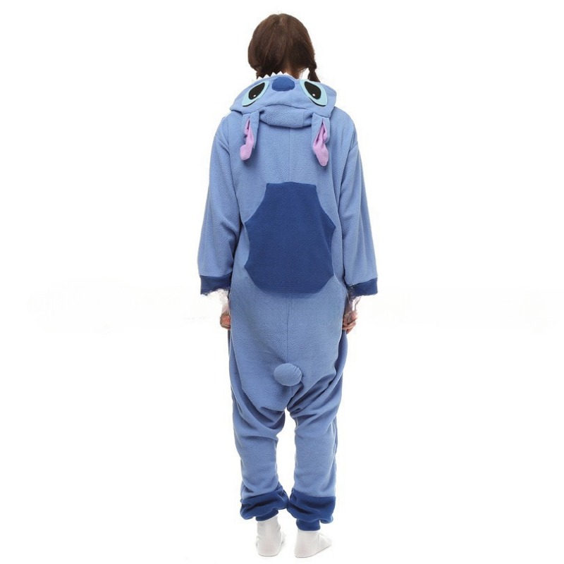 Stitch Kigurumi Onesie Kawaii Teenagers Women Pajamas Flannel Warm Soft Overall Onepiece Night Home Sleeping Jumpsuit