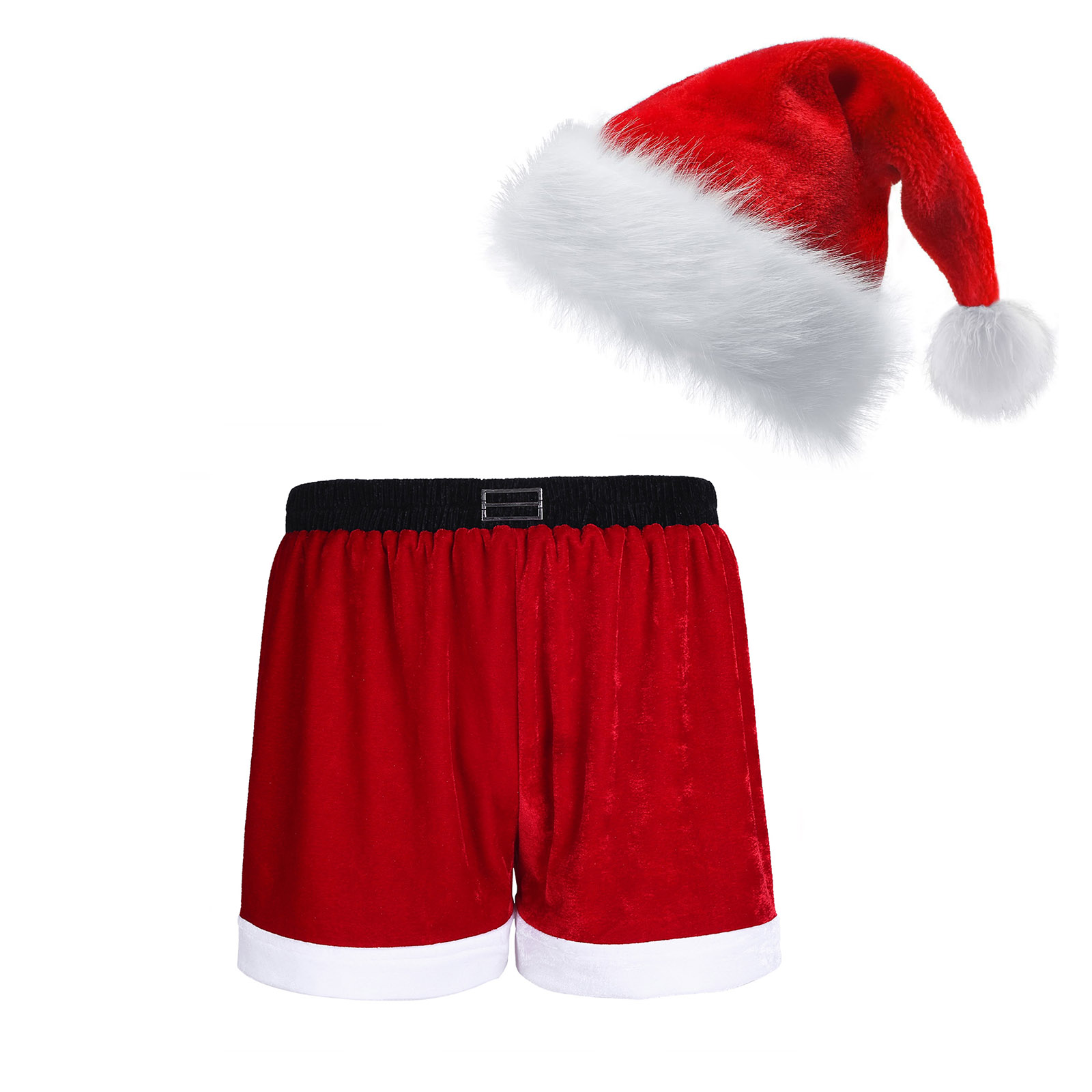 Männer Weihnachten Kostüm Sexy Dessous Set Elastischer Bund Santa Claus Boxer Briefs Shorts mit Hut Karneval Weihnachten Party Clubwear – Detail 21