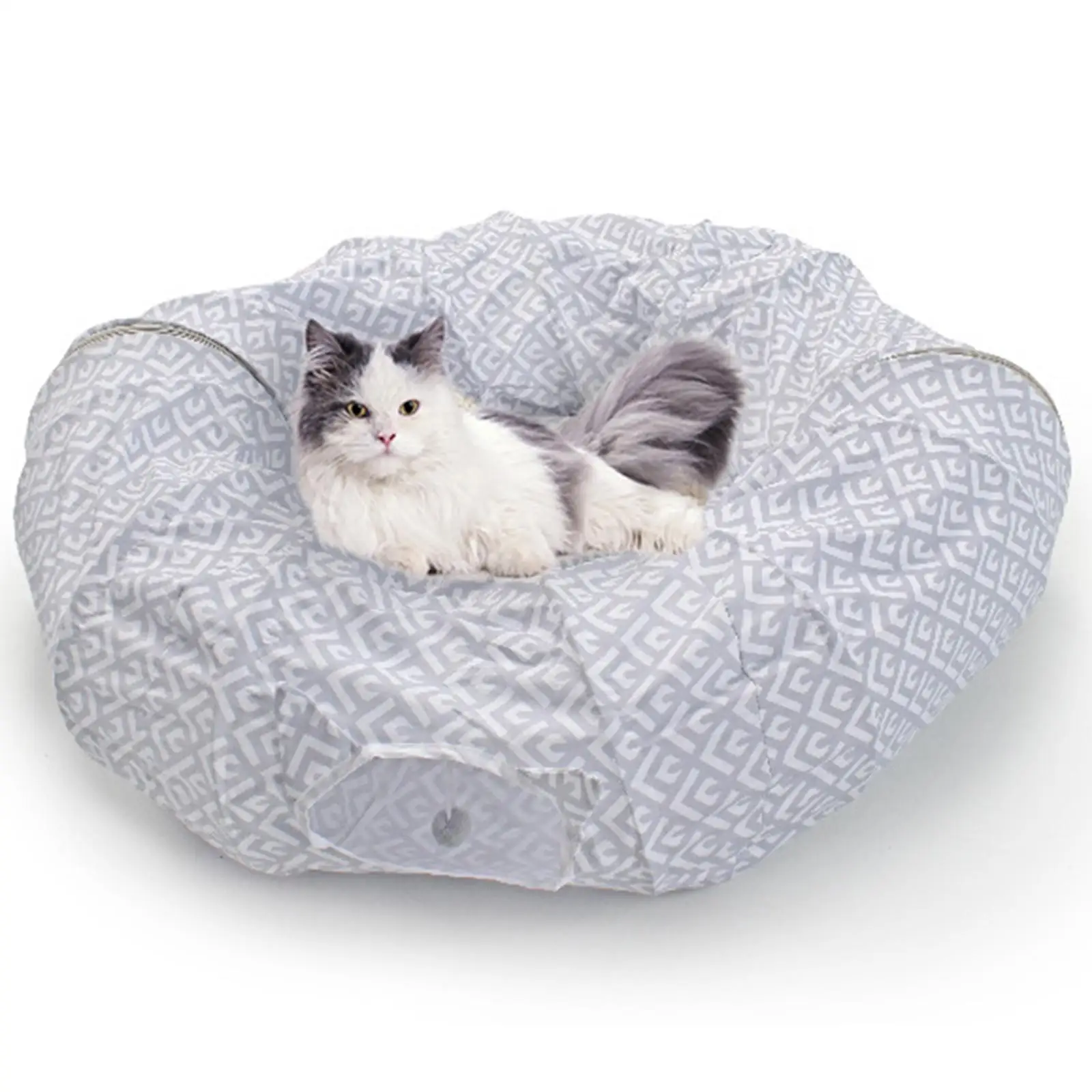 Cat Tunnels Bed Collapsible with Detachable Cushion Portable Maze Pet Interactive Toys Cat Tunnel Tube Toy for Puppy Guinea Pig