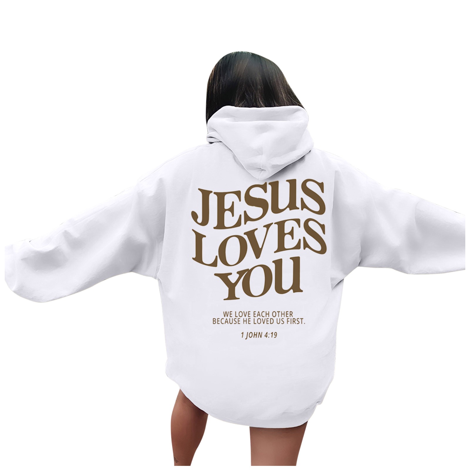 Title 8, Jesus Loves You Oversized Graphic Hoodie Women ...