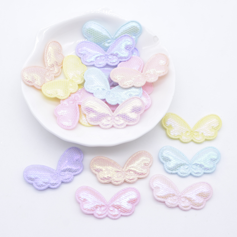 40 Stücke 32*16mm Mesh Leder Flügel Applikationen für DIY Kleidung Nähen Patches Handgemachte Kopfbedeckungen Bowknot Bogen Dekor Zubehör – Detail 1