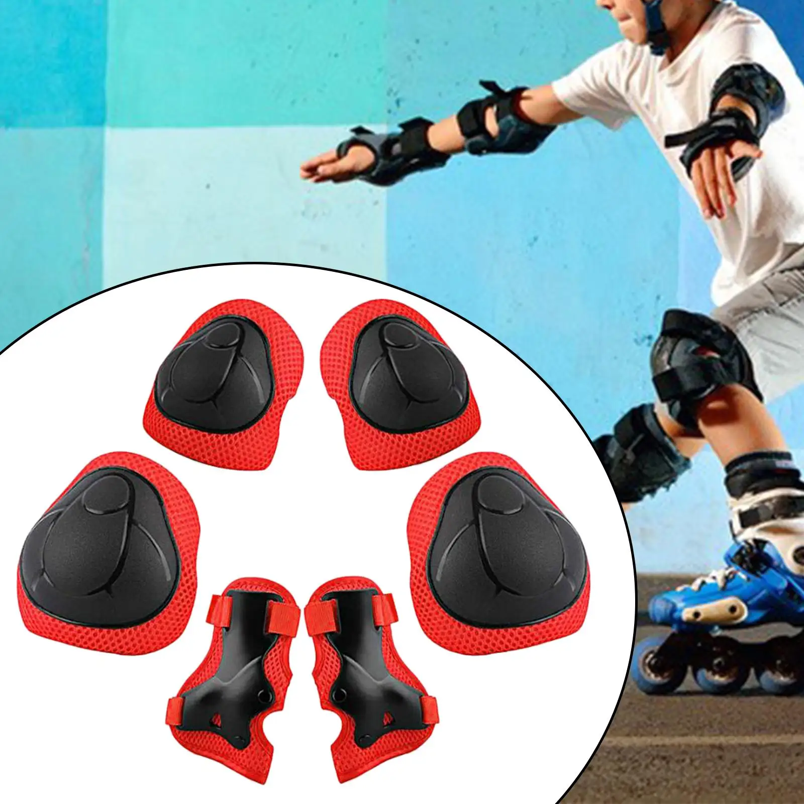 Protective Child Gear Set Wrist Elbow Knee Pads Safe for Skateboarding Outdoor Activities Rock Climbing Rollerblading Riding