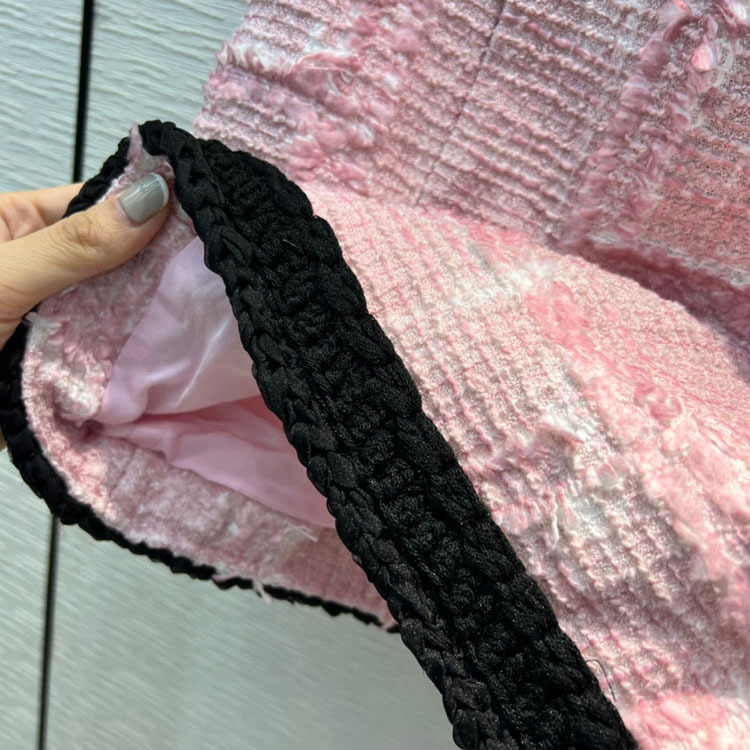 Saias para Mulheres Saias de Qualidade Luxo Rosa Tweed Elegante A-line Mini Superior 3d Corte Cintura Alta Magro Saias Senhora Primavera 2022 8 a-line mini saias de qualidade superior 3d
