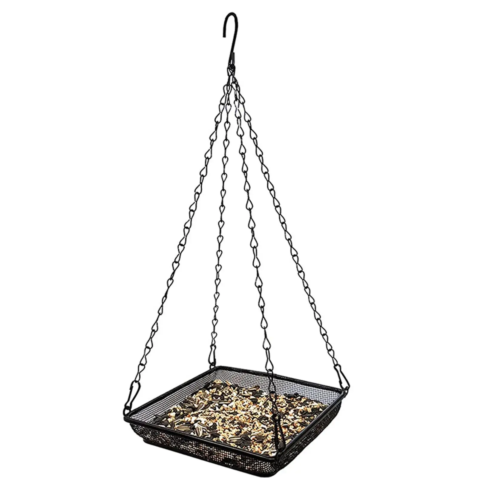 Iron Hanging Bird Feeder Tray Food Platform Durable Chains for Garden Porch