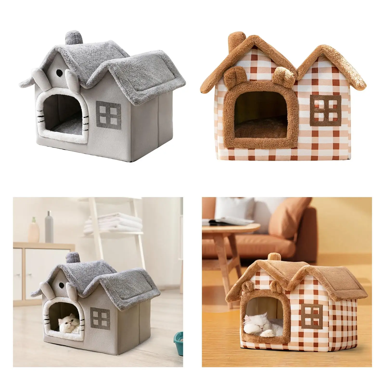 Comfortable Pet House Dog Kennel Kitten House Cat Bed Semi Enclosed Dog Bed