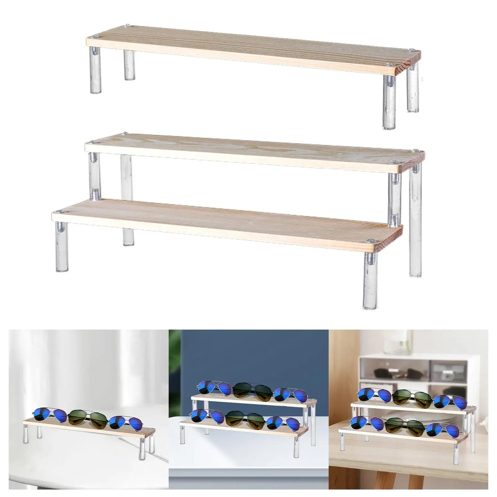 DIY Action Figures Display Shelf Holder Desktop Decoration and Organizer, Space Saver for Table, Kitchen, Shop