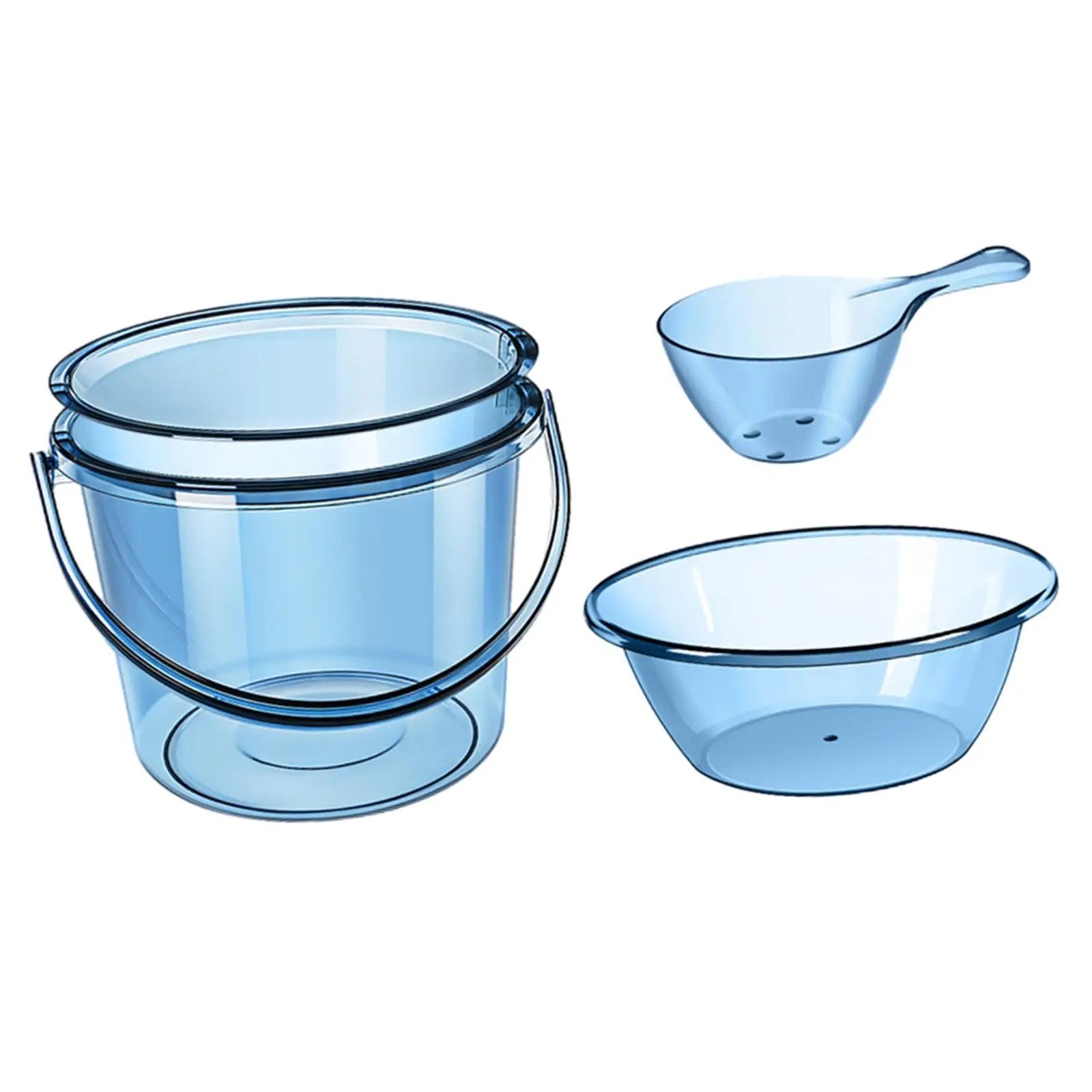 Water Bucket Set Cleaning Bucket Water Pail with Basin Spoon Water Storage Bucket for Fishing Dormitory Outdoor Beach Gardening