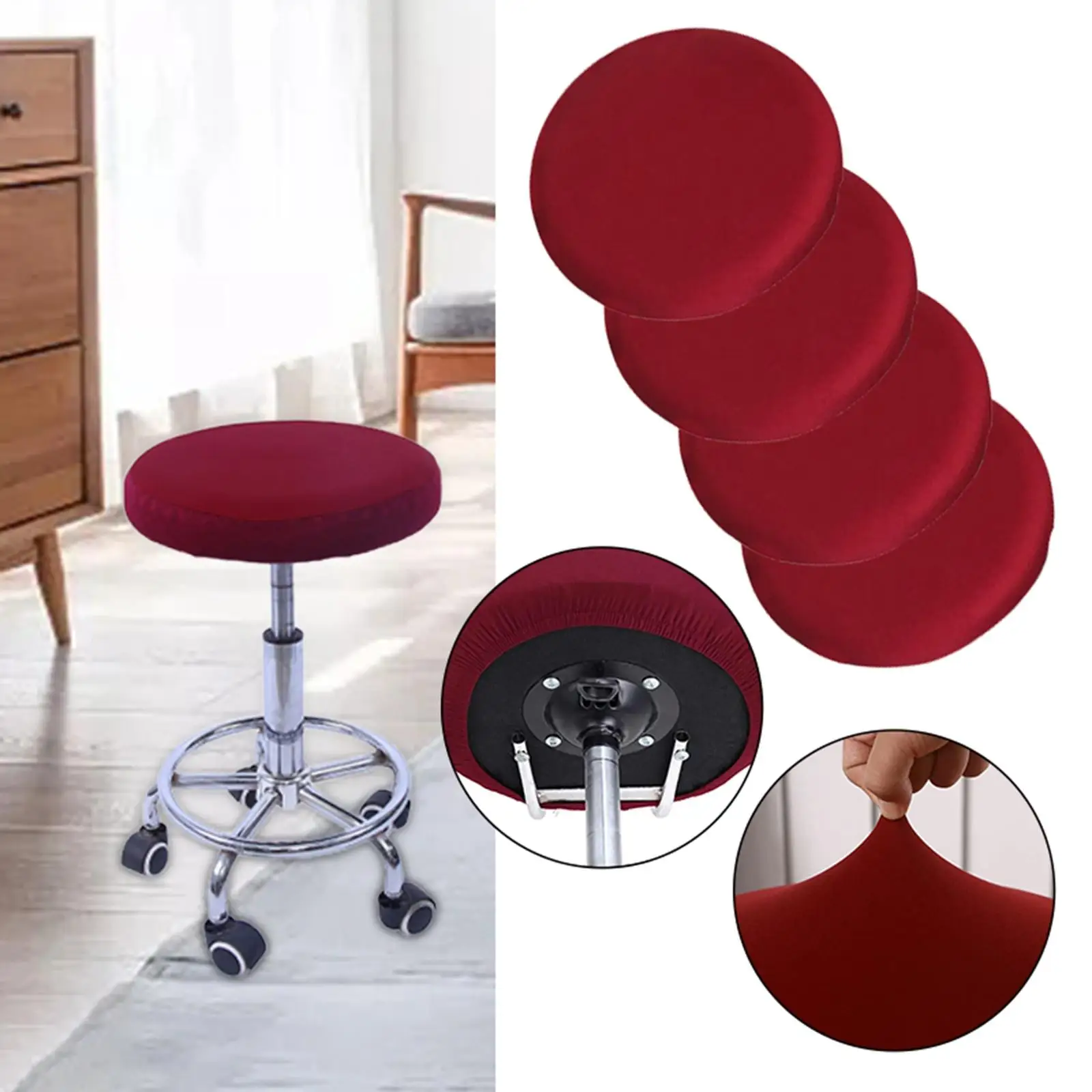 2Pcs Barstool Covers Round Washable Durable  Soft Elastic Polyester Stool Slipcover Seat Covers for 12-18 Inch  Bar 