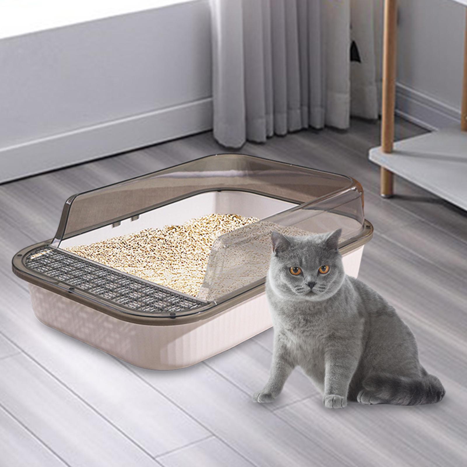 Cat Litter Box for Indoor Cats Sturdy Cat Bedpan Anti Splashing Open Top Pet Litter Tray Kitty Litter Pan Large Cat Litter Basin