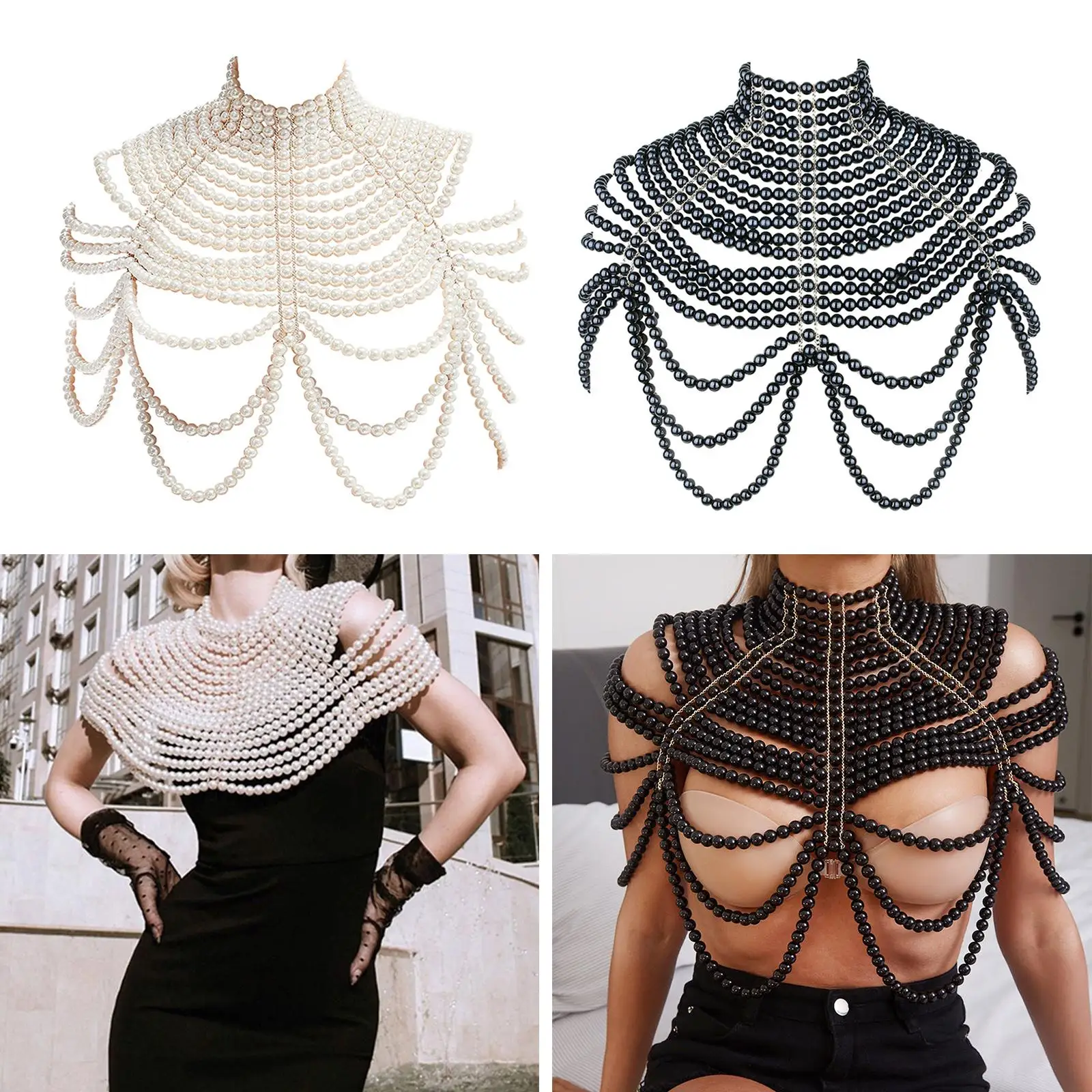 Women Pearl Multilayer Chain Body Bust Bikini Jewelry Waist Harness