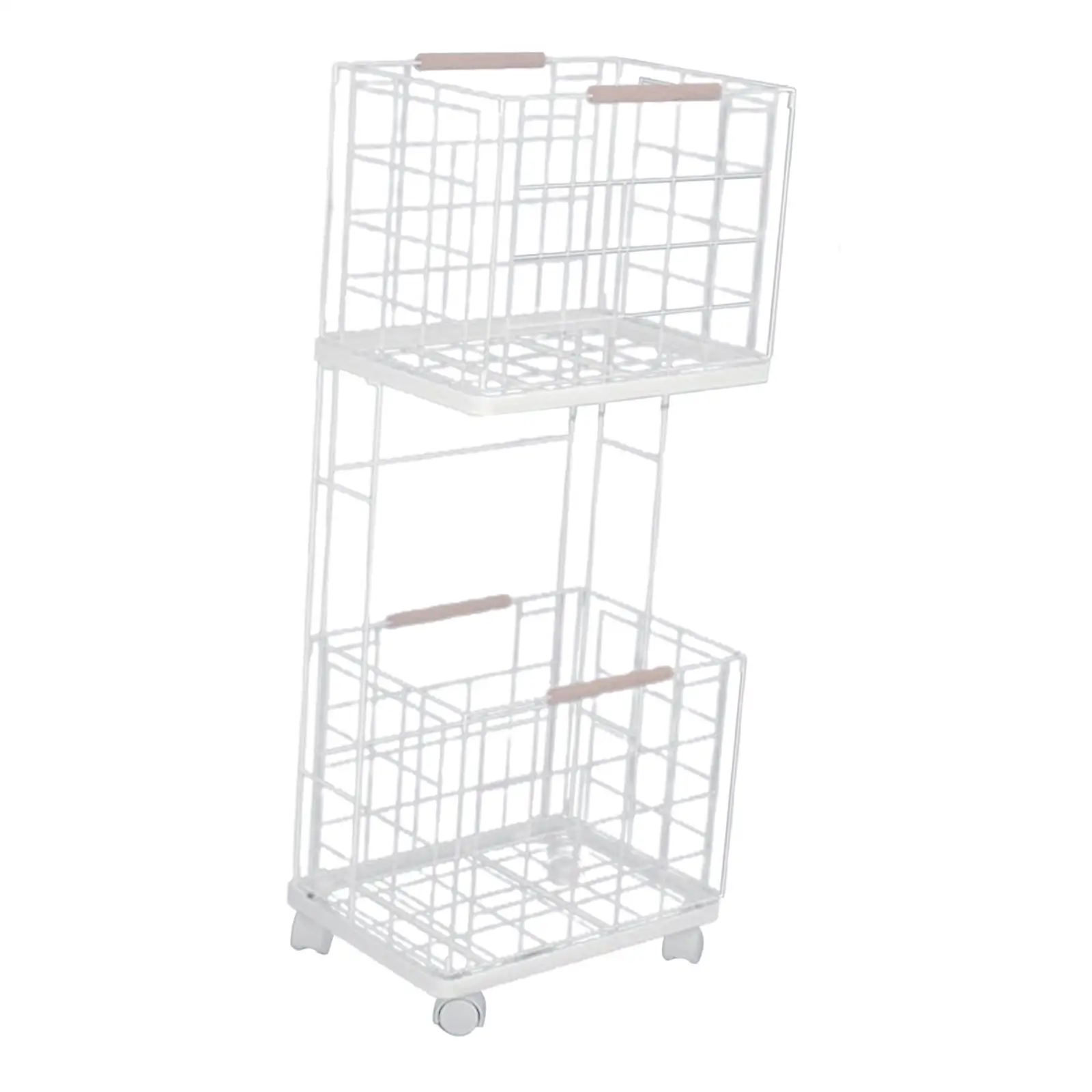 2 Tier Laundry Cart Removable Mobile Shelving Unit Storage Rack Laundry Clothes Basket for Bathrooom Home Farmhouse Kitchen