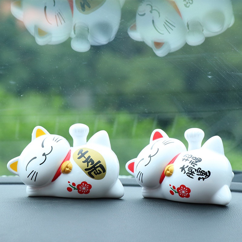 Car Ornament Sleeping Lazy Cat Solar Decoration Creative Auto Cartoon Lucky DollCar Interior Styling