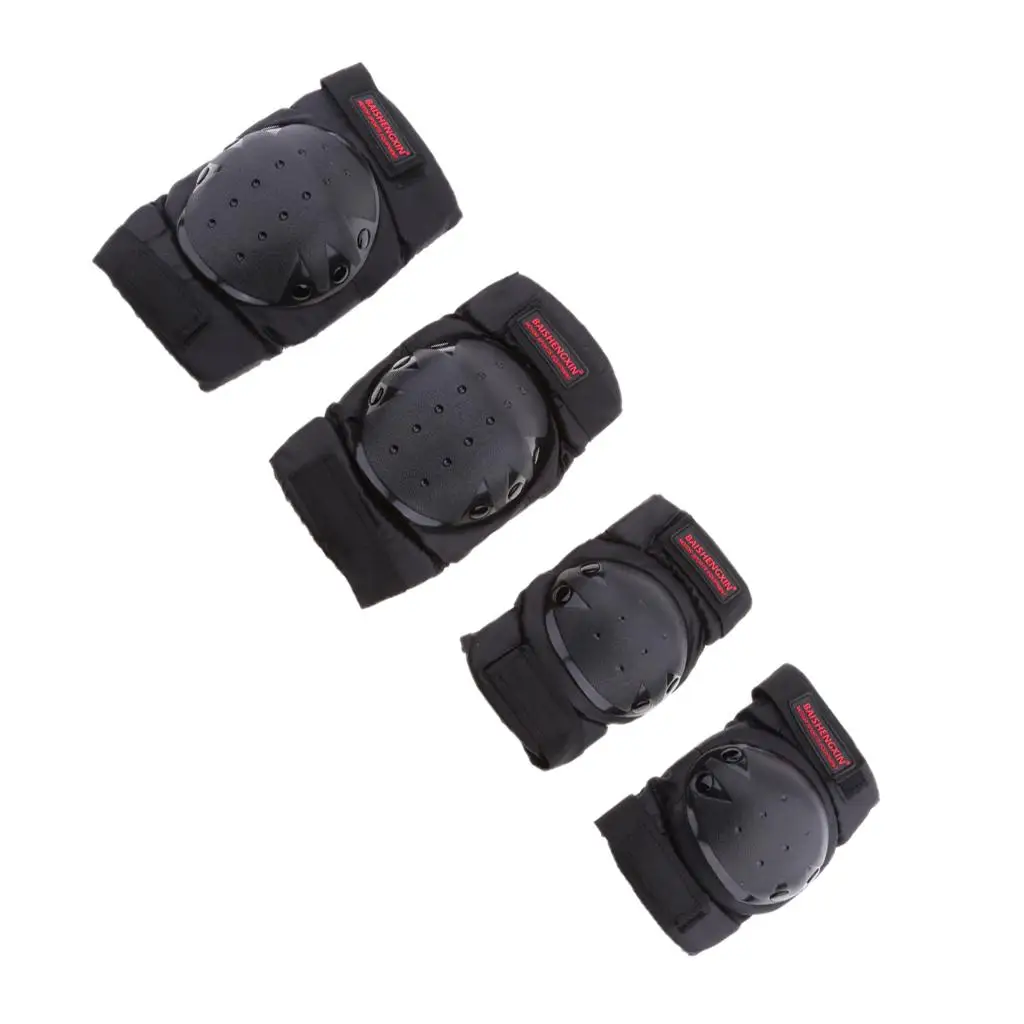 4 pcs Motorcycle Motocross Cycling Elbow and Knee Pads Protector Guard Armors Set Black