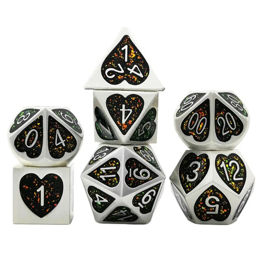 Set of 7pcs Numeral Polyhedral Dice Set for Table Games Props Toys